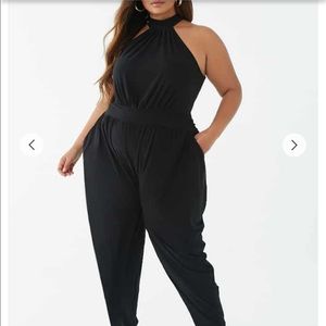 Plus Size Ruched Harem Jumpsuit- Plus Size